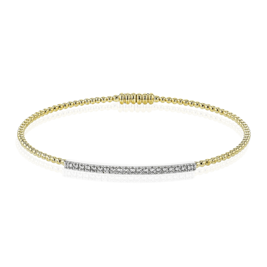 Simon G. Beaded Bangle in 18k Gold with Diamonds