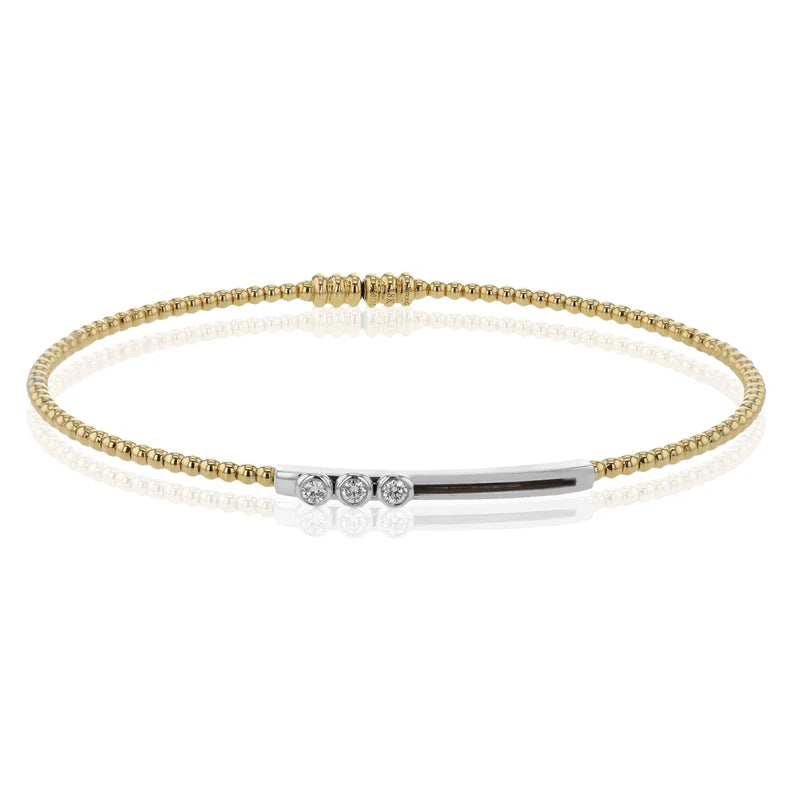 Simon G., 18K Yellow and White Gold Beaded Bangle with Diamonds