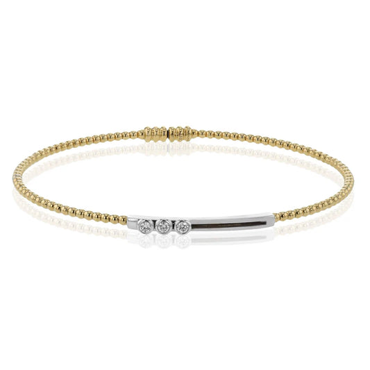 Simon G., 18K Yellow and White Gold Beaded Bangle with Diamonds