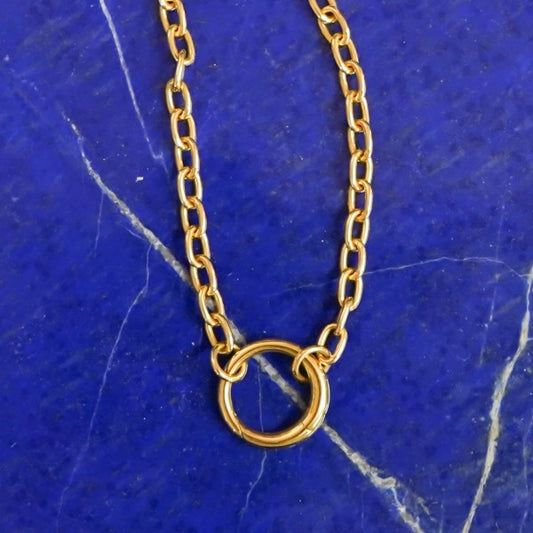 Southern Gates Gold Plated Oval Link Necklace with Hinged Ring