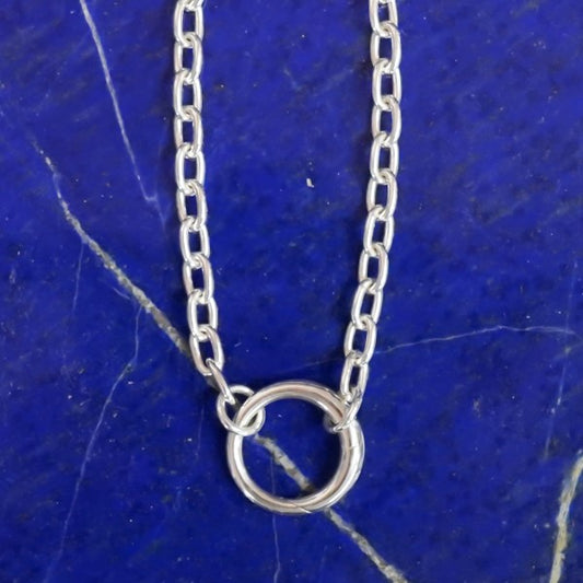 Southern Gates 925 Sterling Oval Link Necklace with Hinged Ring