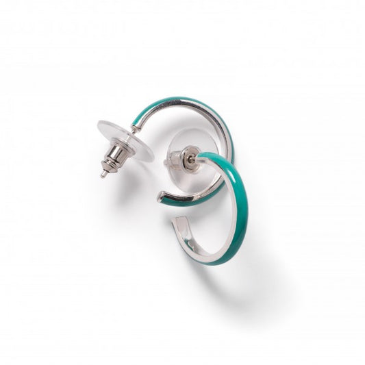 Southern Gates Green Enamel and 925 Sterling Hoop 20MM Earrings