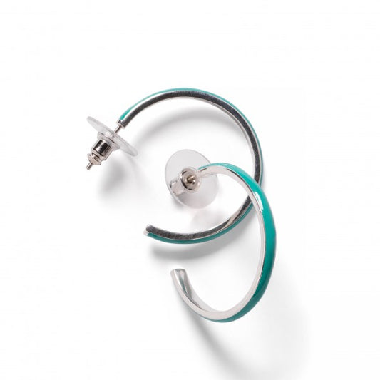 Southern Gates Green Enamel and 925 Sterling 30mm Hoop Earrings
