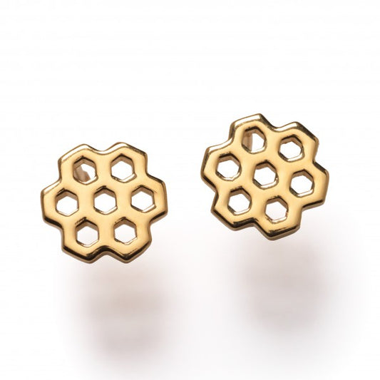 Southern Gates Gold Plated Honeycomb Stud Earrings