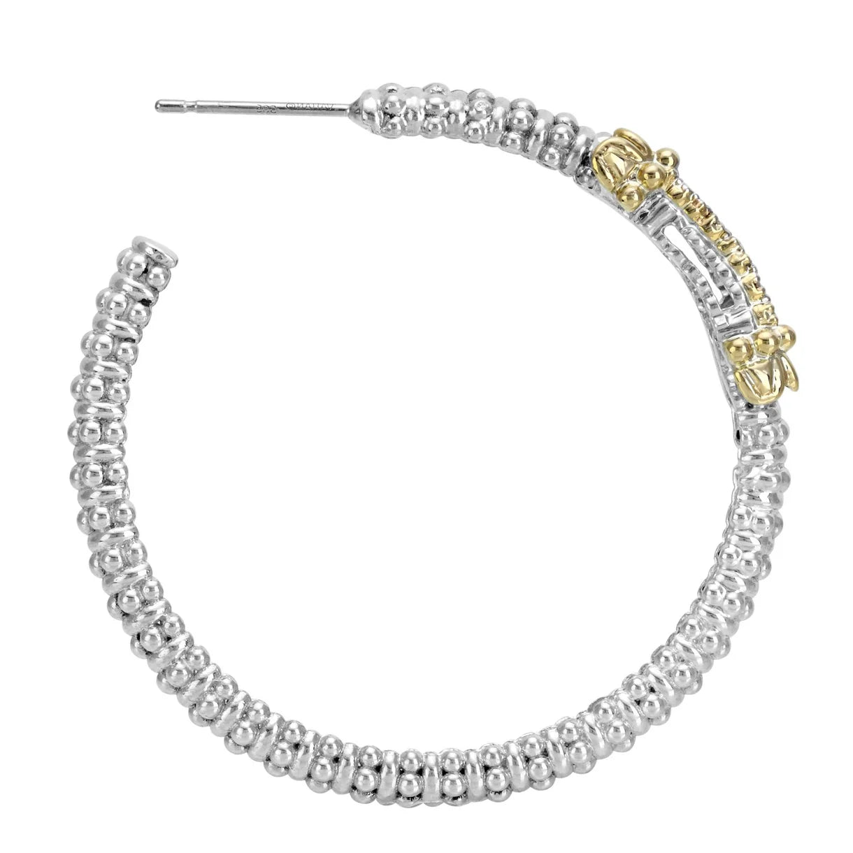 VAHAN 14K Gold and Sterling Silver, Diamond Hoop Earrings