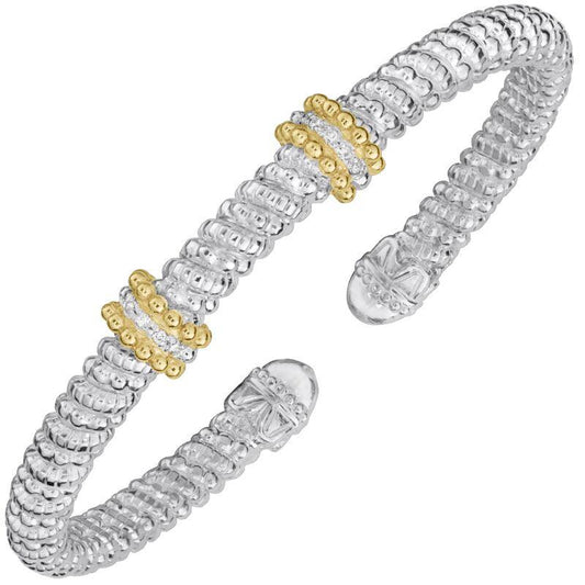 VAHAN, 14K Gold and Sterling Silver, Diamond Stackable Bracelet