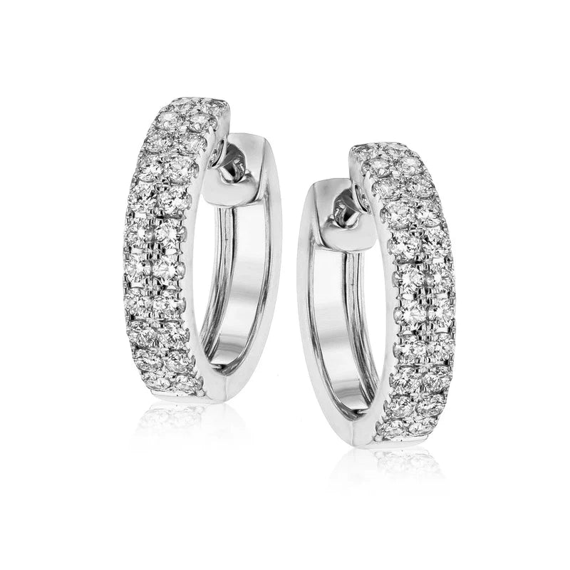 Simon G., 14K White Gold Diamond Huggie Hoop Earrings