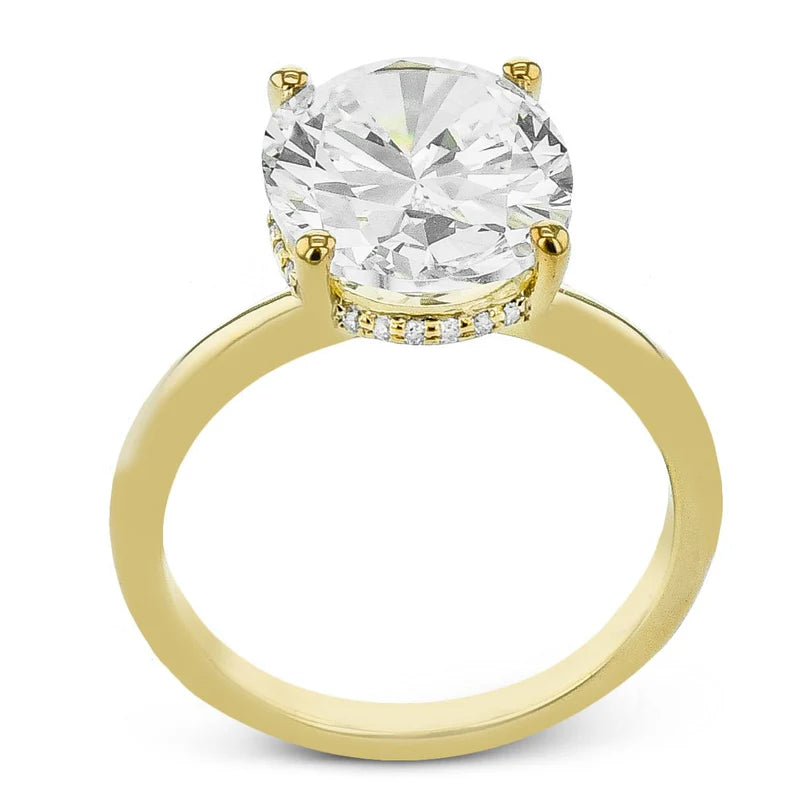 Simon G., Oval-Cut Semi Mount with a Hidden Halo Engagement Ring in 14K Yellow Gold with Diamonds