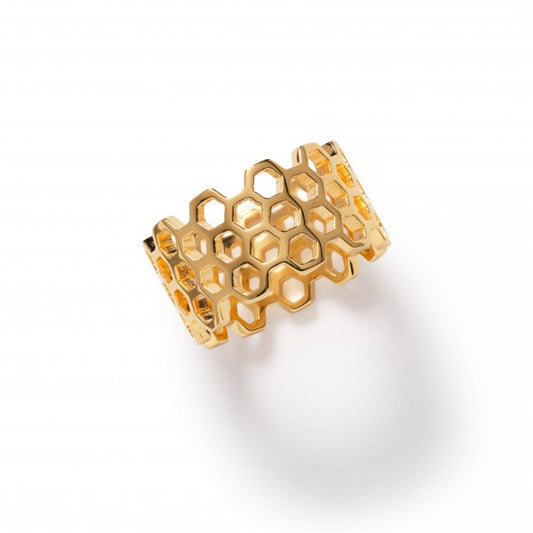 Southern Gates Gold Plated Honeycomb Ring