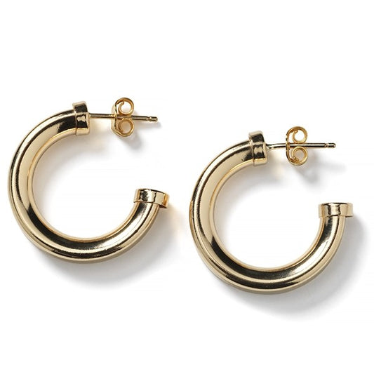 Southern Gates Gold Plated Squared Round Hoop Earrings (26mm)