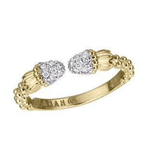 VAHAN 14K Yellow Gold and Diamond open stackable ring