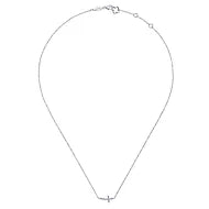 Gabriel & Co., 14K White Gold Sideways Curved Diamond Cross Necklace
