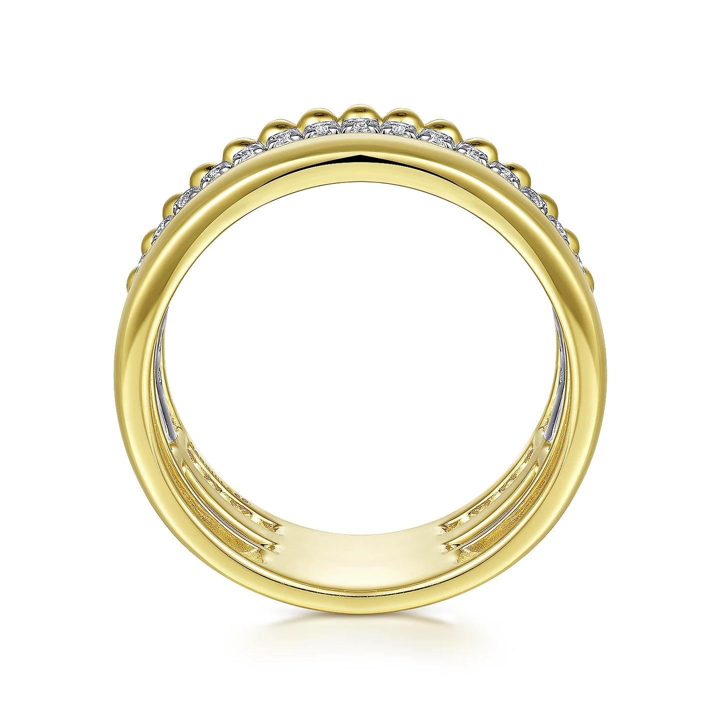 Gabriel & Co., 14K White-Yellow Gold Wide Band Diamond Bujukan Ring