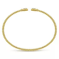 Gabriel & Co.,14K Yellow Gold Bujukan Split Cuff Bracelet with Diamond Pavé Hexagon Caps
