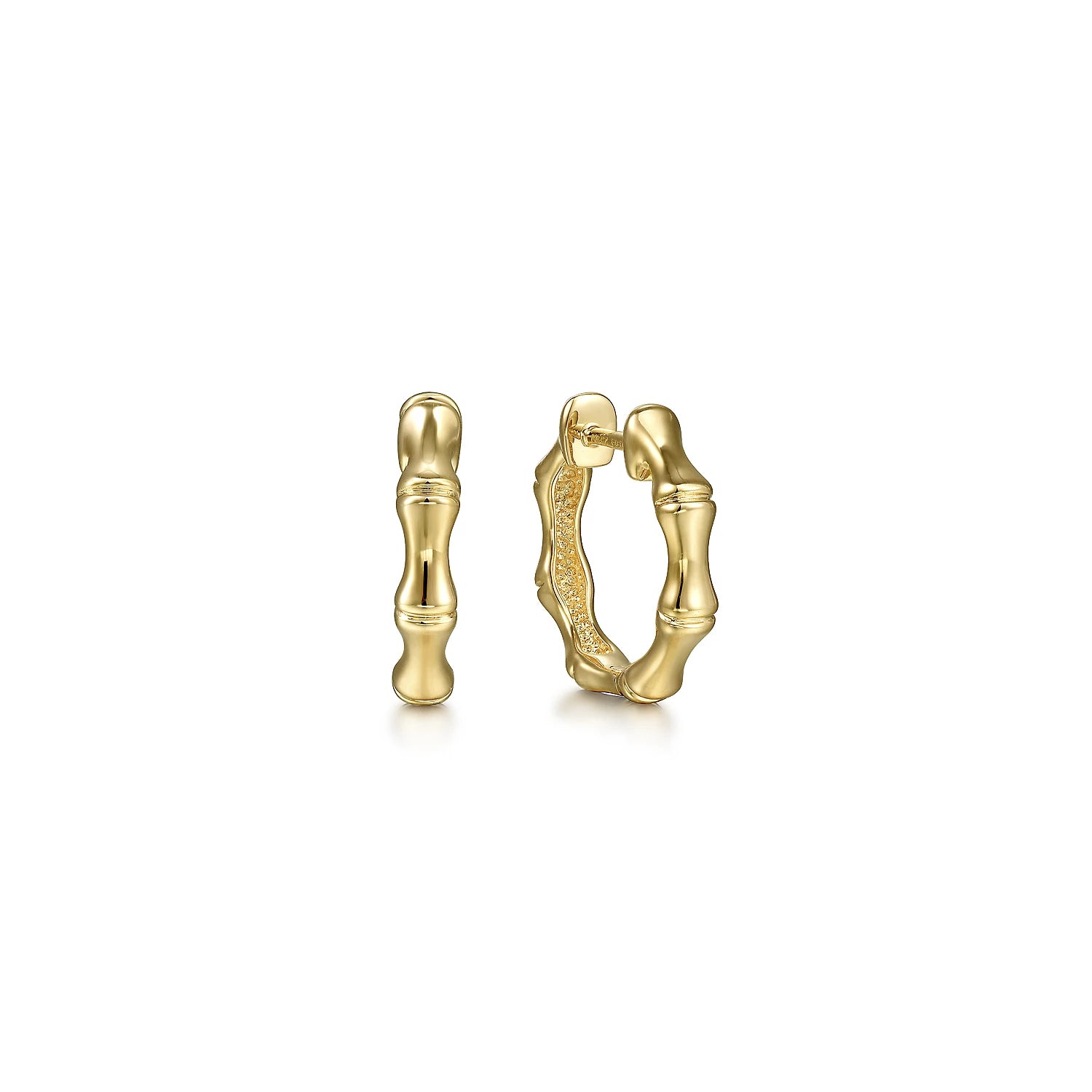 Gabriel & Co., 14K Yellow Gold Bamboo Design Huggie Hoops