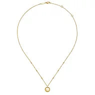 Gabriel & Co., 14K Yellow Gold Round Cutout Cross Necklace with Bujukan Bead Frame
