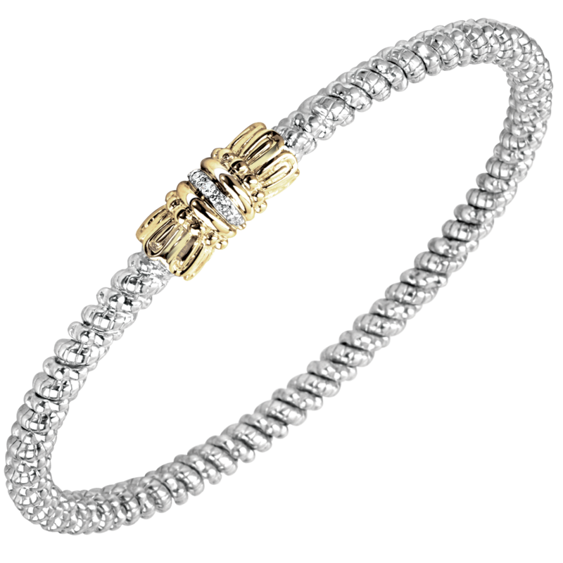 VAHAN 14K Yellow Gold, Sterling and Diamond 3mm Closed Cuff