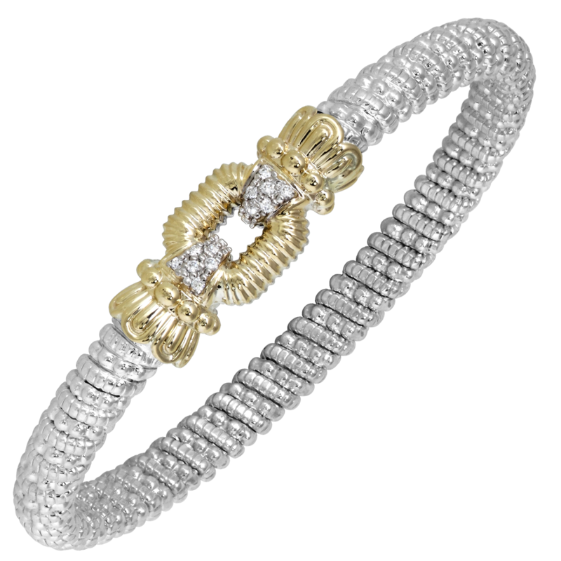 VAHAN 14K Yellow Gold, Sterling and Diamond 6mm Closed Bracelet