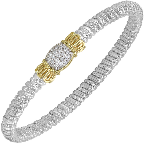 VAHAN 14K Yellow Gold, Sterling Silver and Diamond Closed 4mm Cuff Brancelet