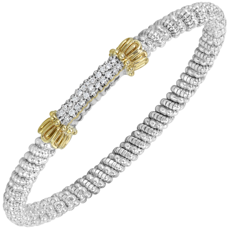 VAHAN 14K Yellow Gold, Sterling Silver, and Diamond 4mm Closed Bracelet