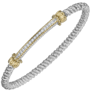 Vahan 14K Yellow Gold, Sterling and Diamond 4mm Closed Bracelet