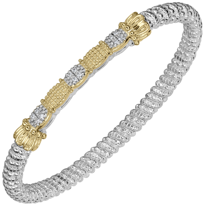 VAHAN 14K Yellow Gold, Sterling Silver and Diamond Closed 4mm Bracelet