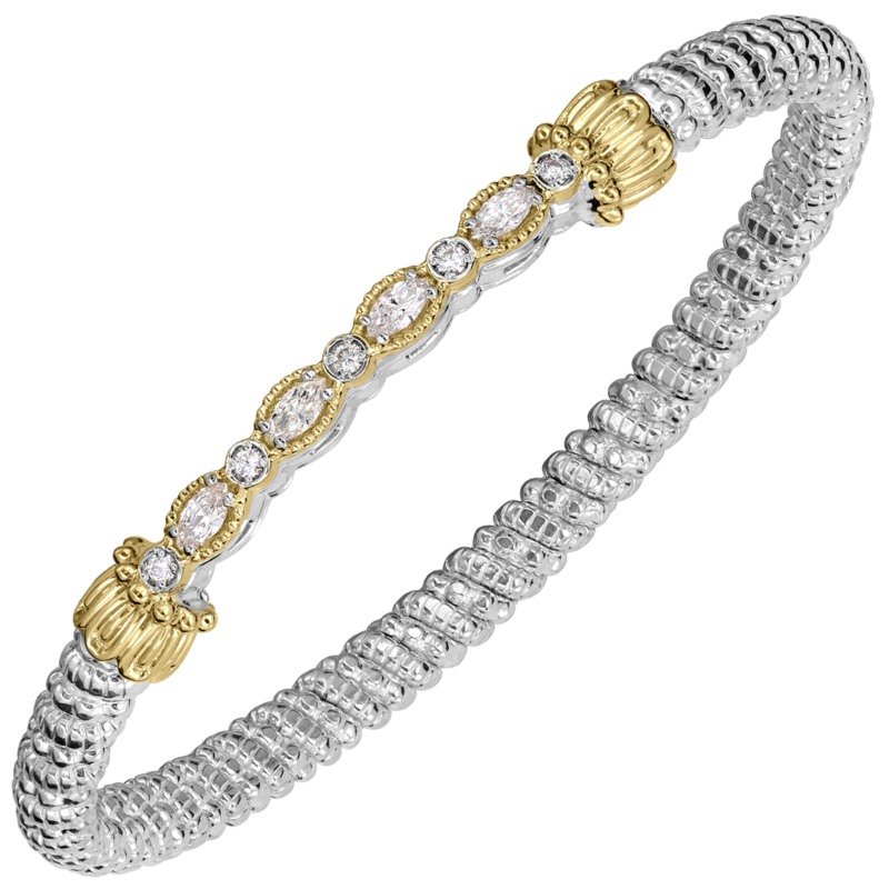 VAHAN 14K Yellow Gold, Sterling Silver and Diamond Closed 4mm Bracelet