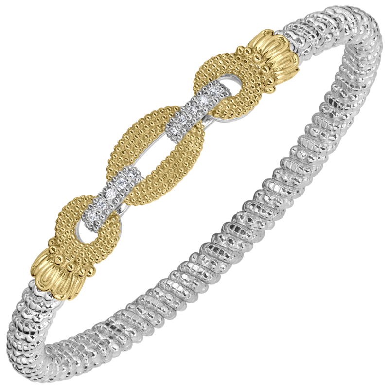 VAHAN 14K Yellow Gold, Sterling Silver and Diamond Closed 4mm Bracelet