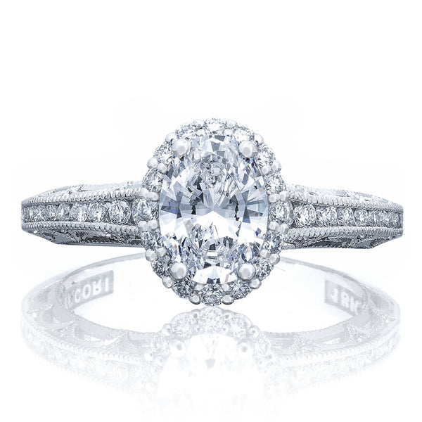 Tacori Reverse Crescent Platinum Oval Diamond Engagement Ring