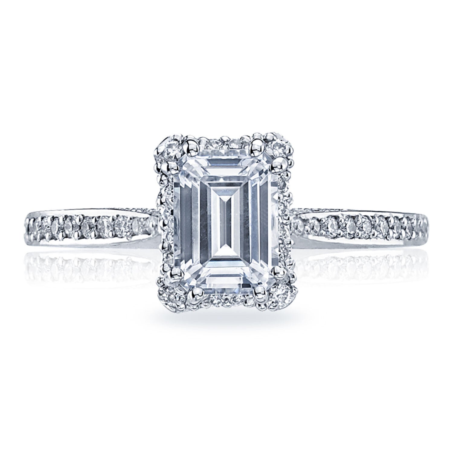 Tacori Dantela 18KW Emerald Halo Diamond Ring