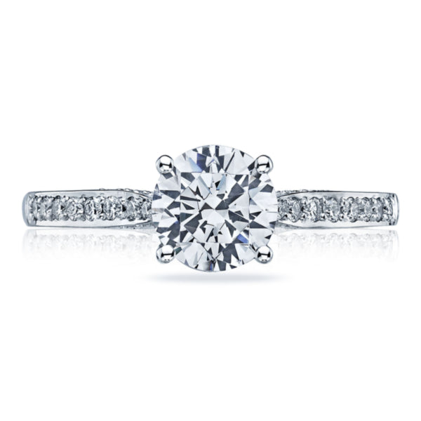 Tacori 18KW Round Center Tacori Engagement Ring with Diamonds on the shank