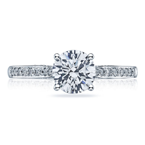 Tacori 18KW Round Center Tacori Engagement Ring with Diamonds on the shank