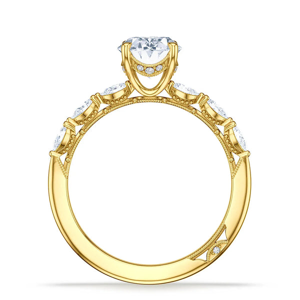 Tacori Sculpted Crescent Oval Solitaire Engagement Ring In 18K Yellow Gold