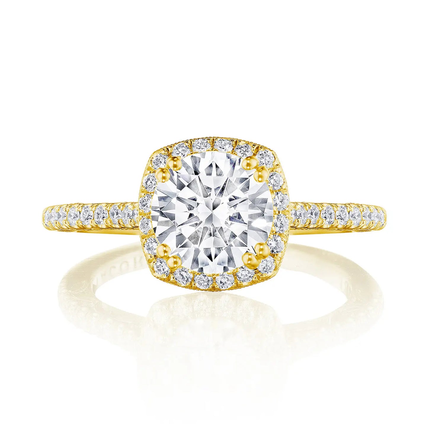 Tacori Cushion Bloom 18K Yellow Gold Semi Mount Engagement Ring