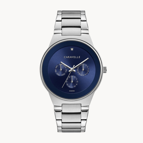 Caravelle Modern Blue Dial Stainless Steel Mens Watch