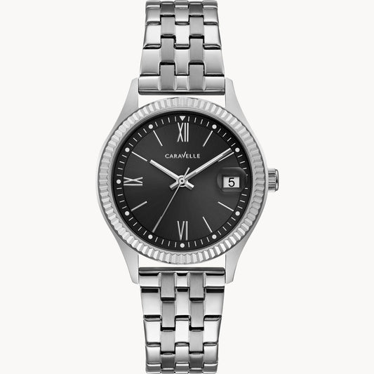 Caravelle Stainless Steel Black Dial Ladies Watch
