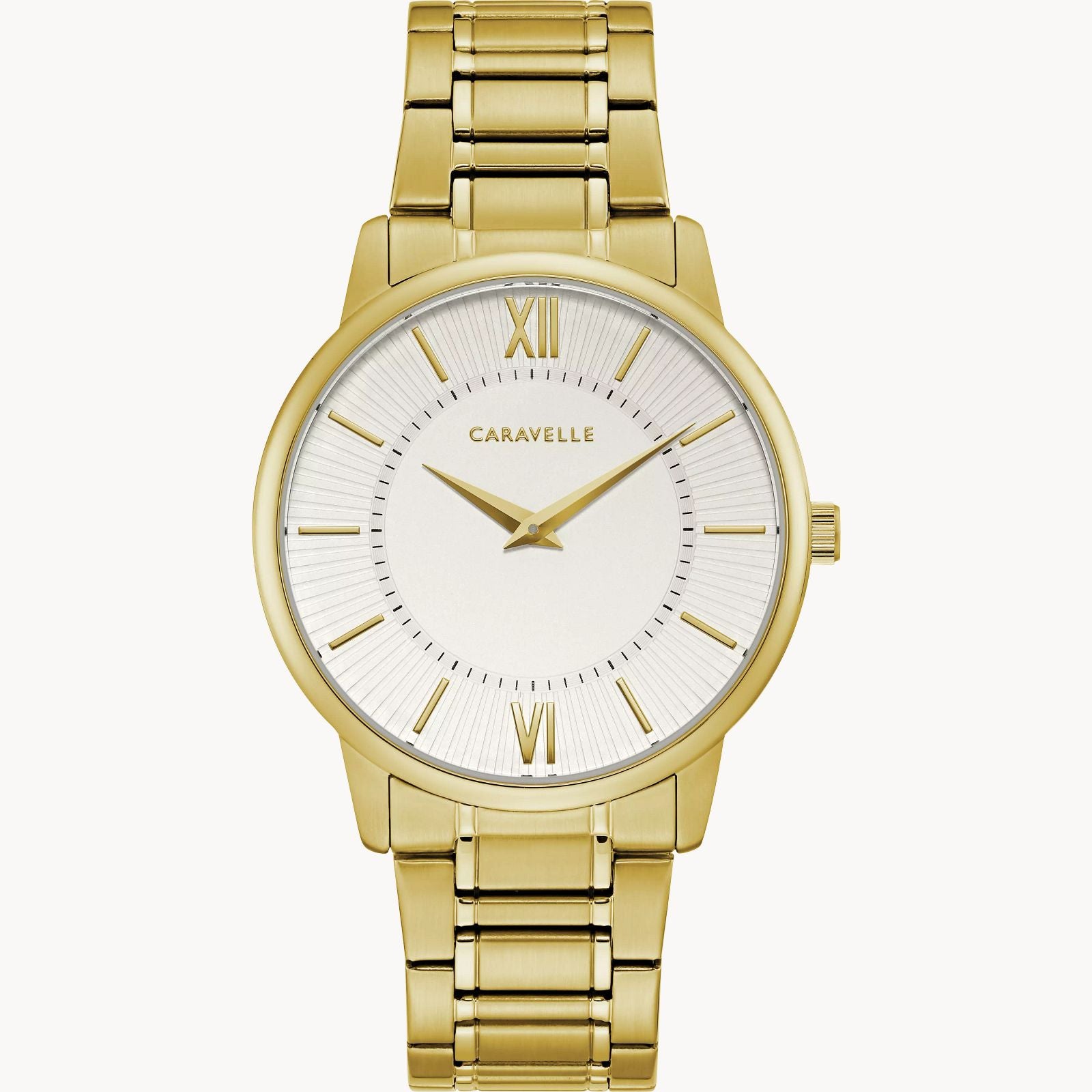 Caravelle Dress Gold Tone White Dial Mens Watch