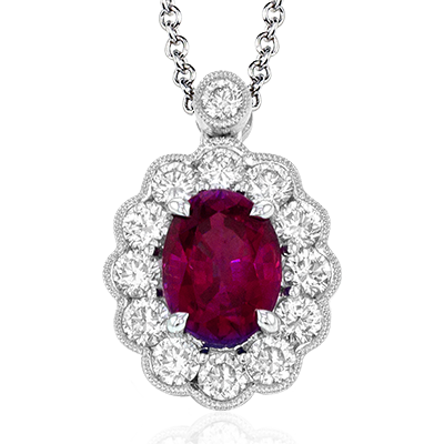 Simon G. 18K White Gold Ruby and Diamond Pendant