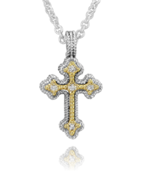 VAHAN 14K Yellow Gold, Diamond and Sterling Silver Cross Pendant
