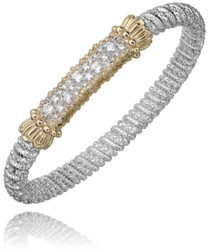 Vahan Yellow Gold and Sterling Silver Diamond Cuff Bracelet