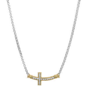 White gold diamond sideways 2025 cross necklace