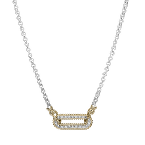 VAHAN 14K Yellow Gold, Sterling and Diamond Paperclip Necklace