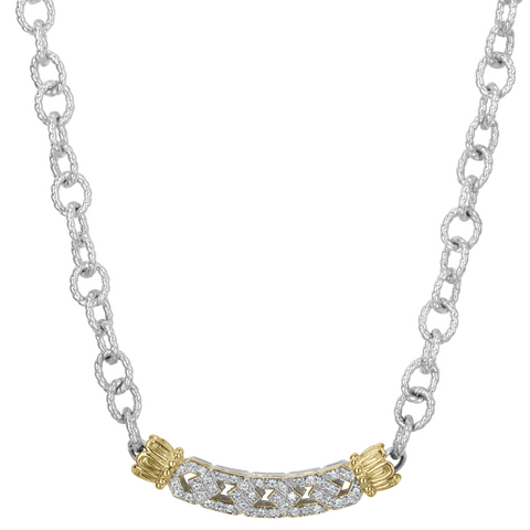 Vahan 14K Yellow Gold, Sterling and Diamond Bar Necklace
