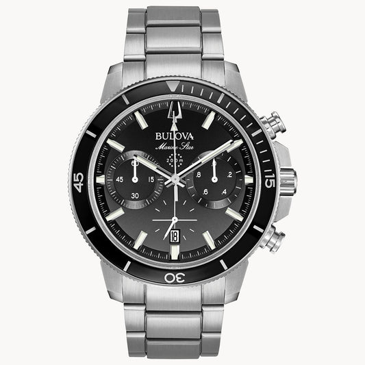 Bulova Marine Star Stainless Steel Black Dial Mens Watch Series C