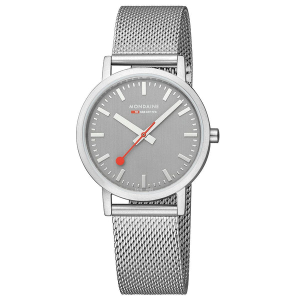 Mondaine Classic Gray Dial Stainless Steel 36mm Watch