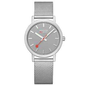 Mondaine Classic Gray Dial Stainless Steel 36mm Watch