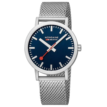 Mondaine Classic Blue Dial Stainless Steel Strap 40mm Watch