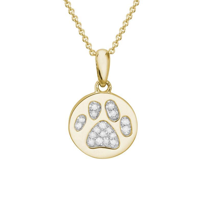 Artistry 14K Yellow Gold Diamond Paw Print Pendant with Chain
