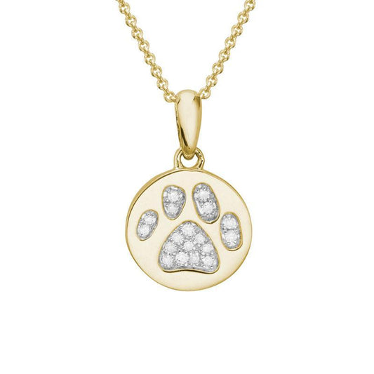 Artistry 14K Yellow Gold Diamond Paw Print Pendant with Chain