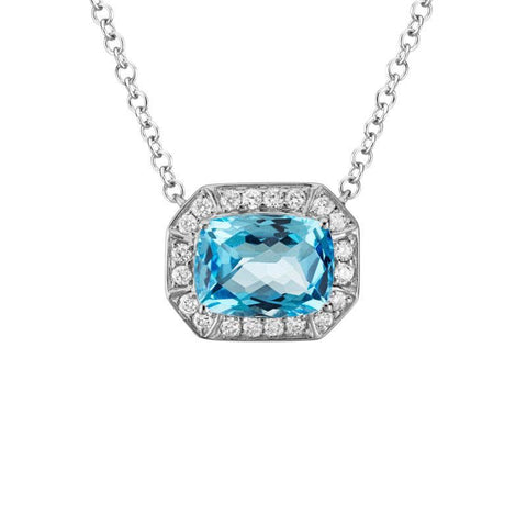 Artistry 14KW Blue Topaz and Diamond Pendant